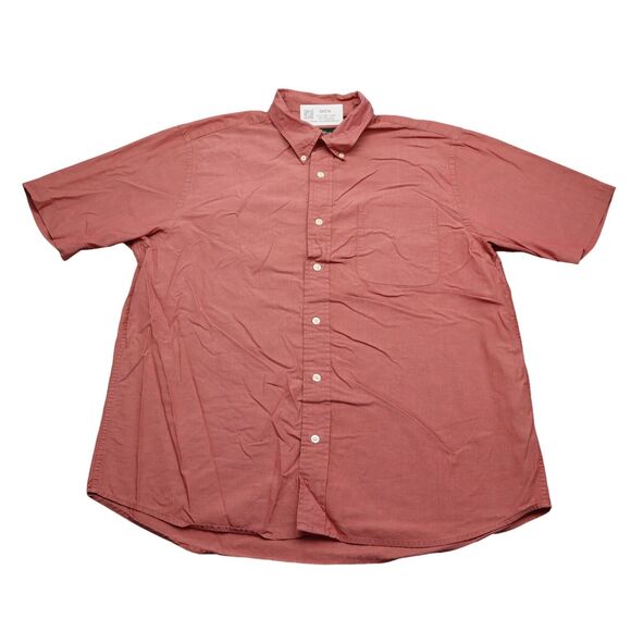 Eddie Bauer Shirt Mens L Red Relaxed Fit Short Sleeve Button Up Casual - Picture 1 of 16